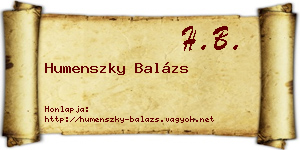 Humenszky Balázs névjegykártya