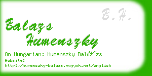 balazs humenszky business card